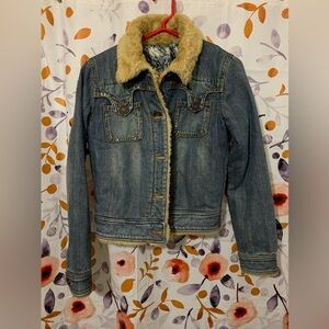 Strawberry leaves Jean Jacket Sz S